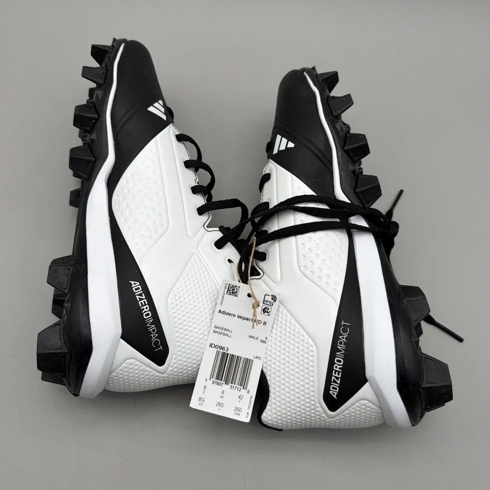 Adidas Adizero Impact Baseball Cleats Molded Black White ID0963 Men's 8.5 New